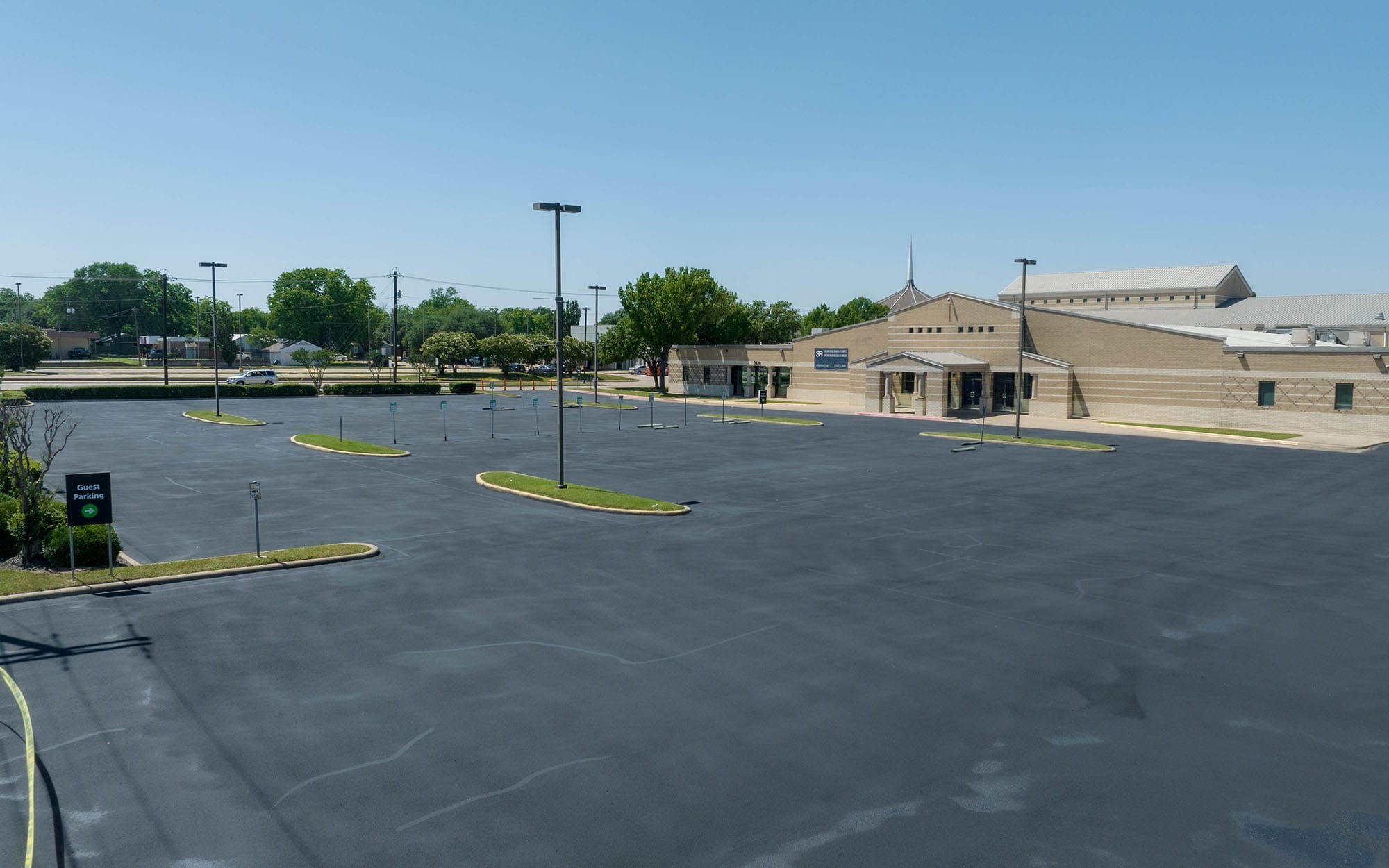 Side view of a well done parking lot