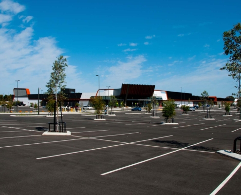 View of a newly built parking lot